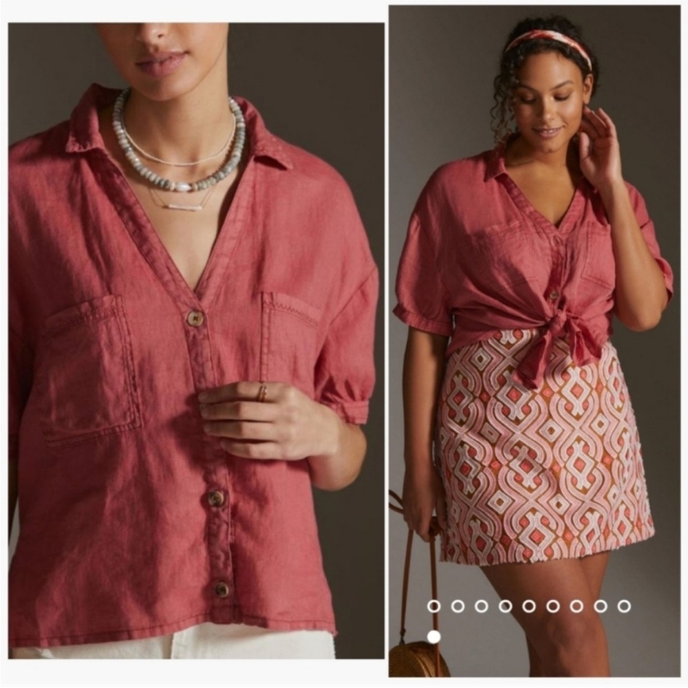 Women's coral Button-Up Top